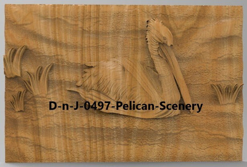 3d Stl Models, CNC Model, Pelican Swiming,  D-n-J-0497-Pelican Scenery