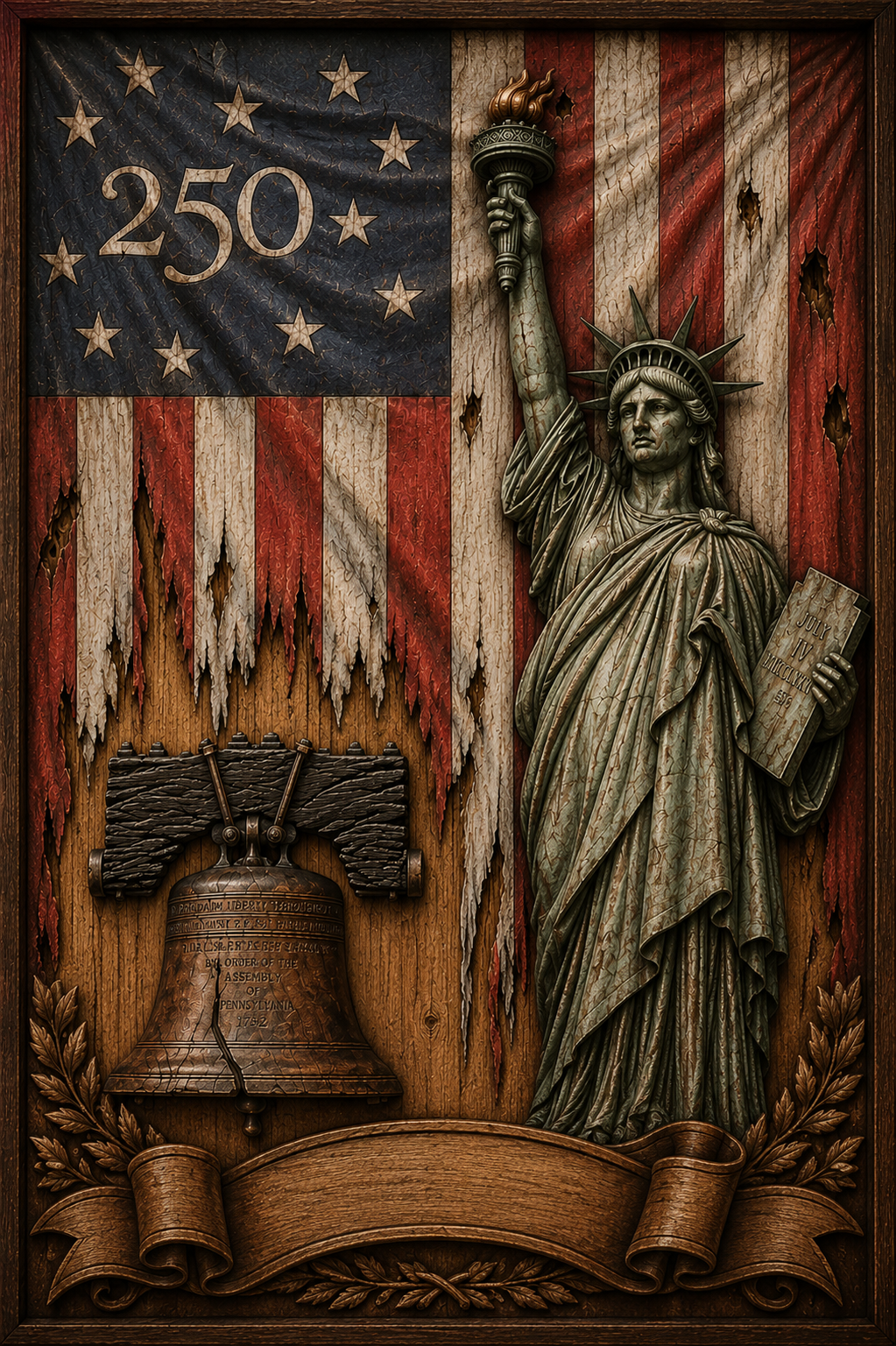 Custom Made "250th Anniversary-America" 1-Blank-1-Neg, 1-Pos-Text