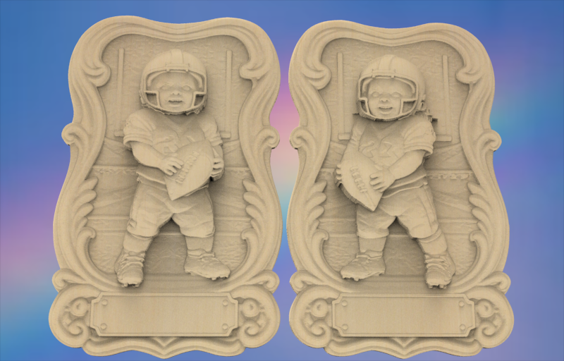 Children's Football 3D STL Files – Boy & Girl CNC Designs (2 Files)
