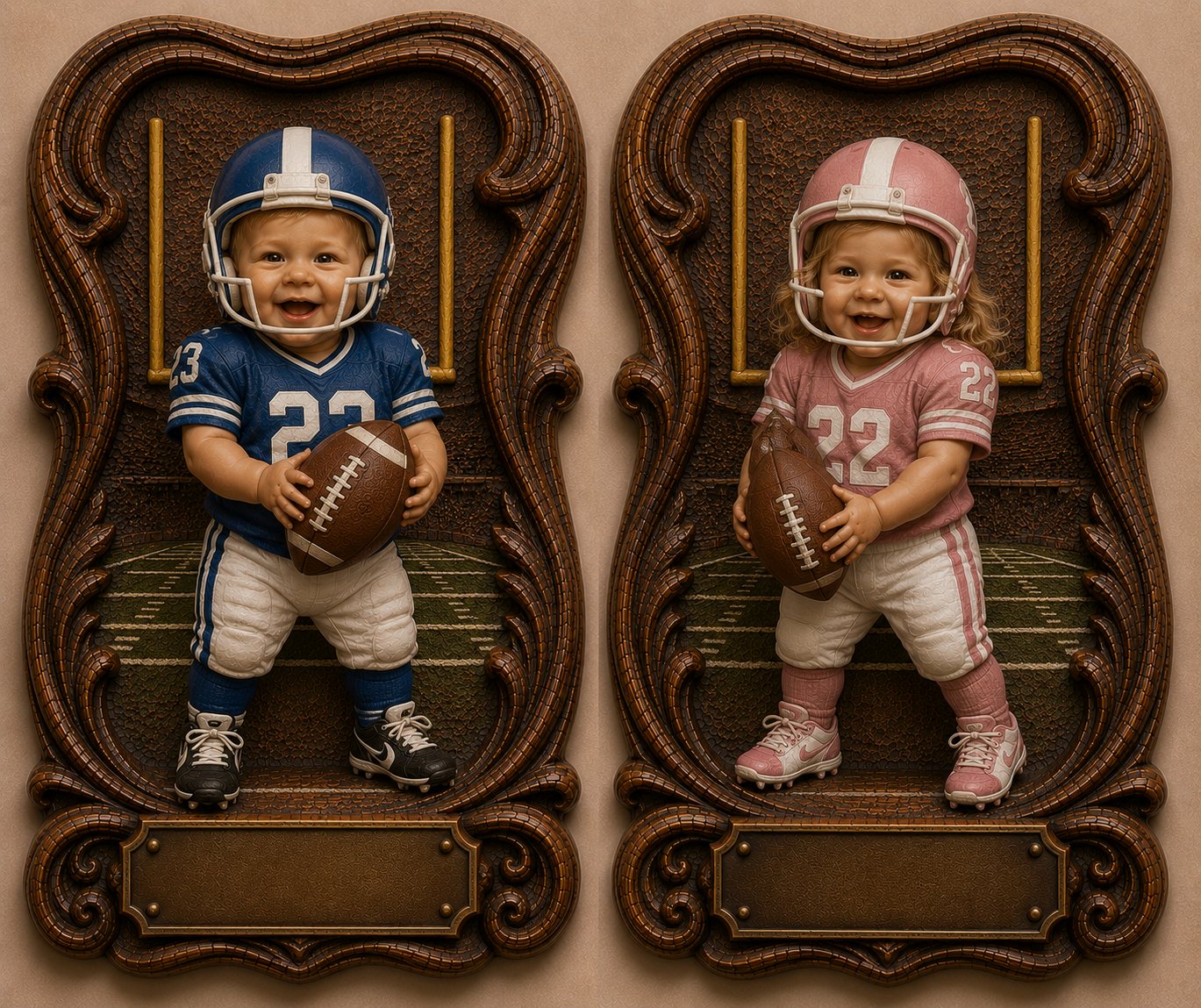 Children's Football 3D STL Files – Boy & Girl CNC Designs (2 Files)
