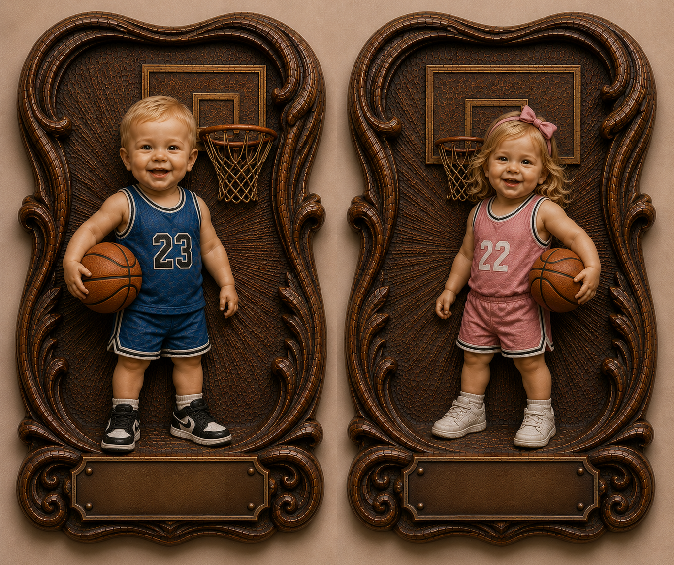 Children's Basketball 3D STL Files – Boy & Girl CNC Designs (2 Files)
