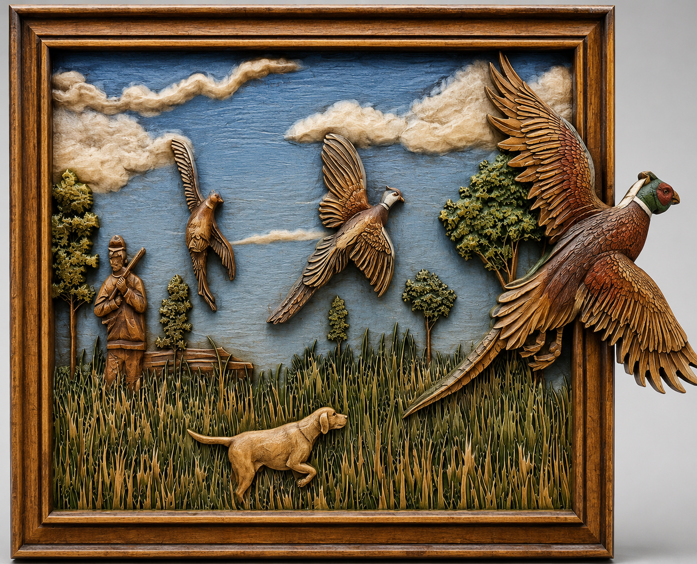 Pheasant Hunting Scene – 3D STL CNC Digital File
