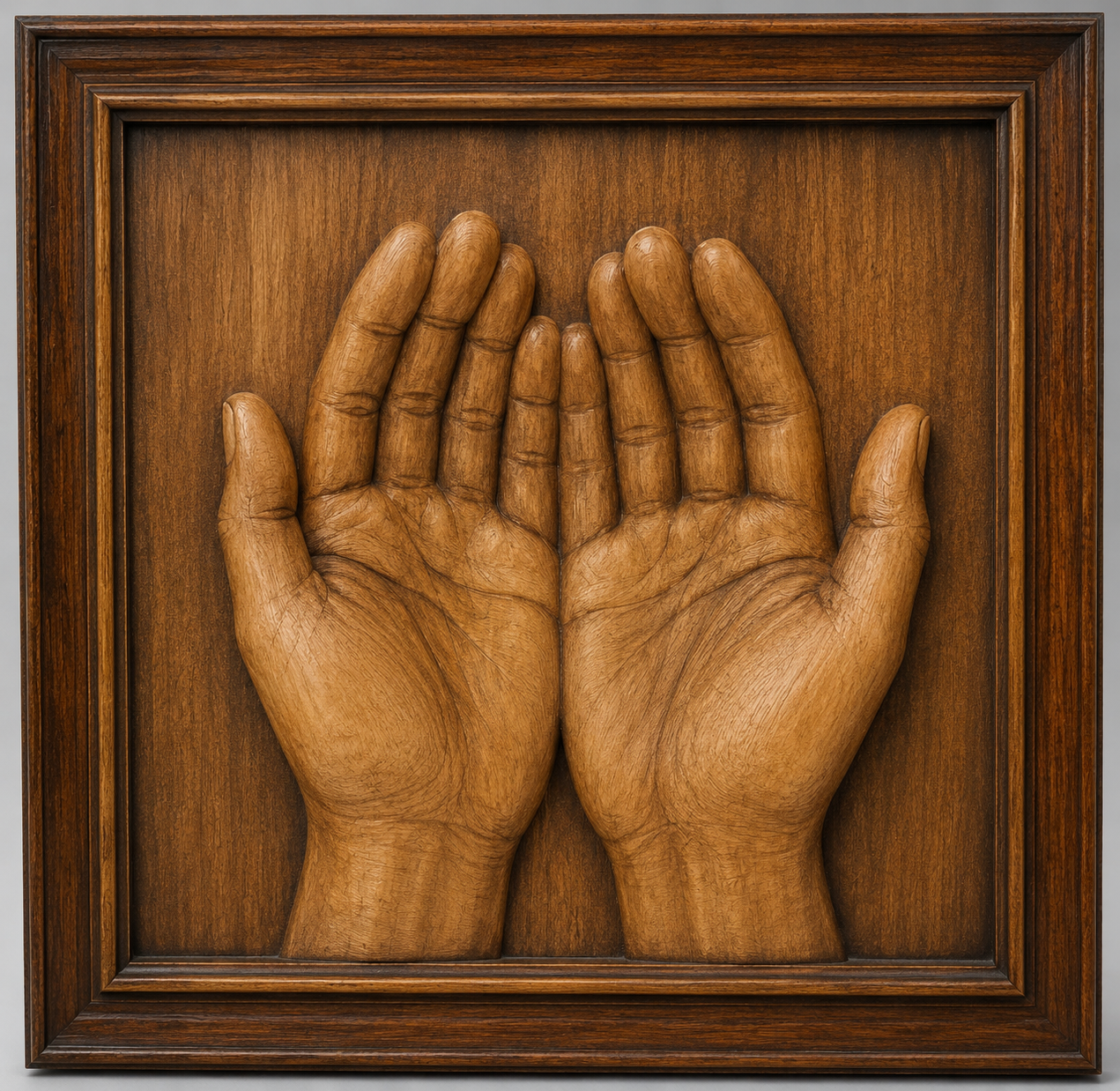 Cupped Hands in Frame – 3D STL CNC Digital File 2 Stl Files