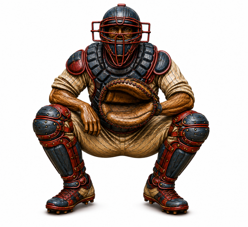 Baseball Catcher Sitting 3D STL File – CNC & 3D Print Ready