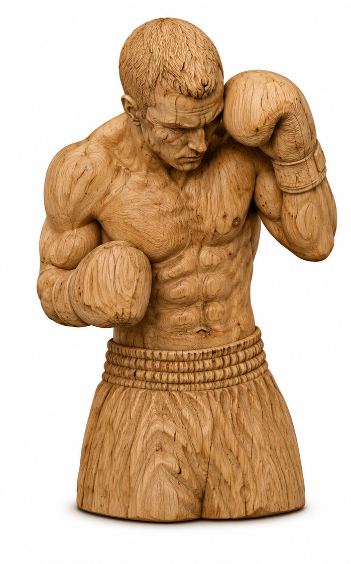 Boxer Fighting Stance 3D STL File – CNC & 3D Print Ready (Position 2)