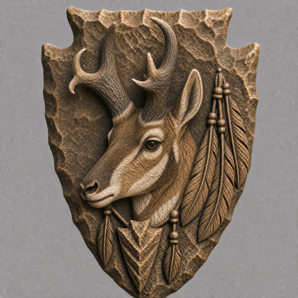 Native Antelope Arrowhead 3D STL File – CNC Carving | Doug-n-Jaci Creations