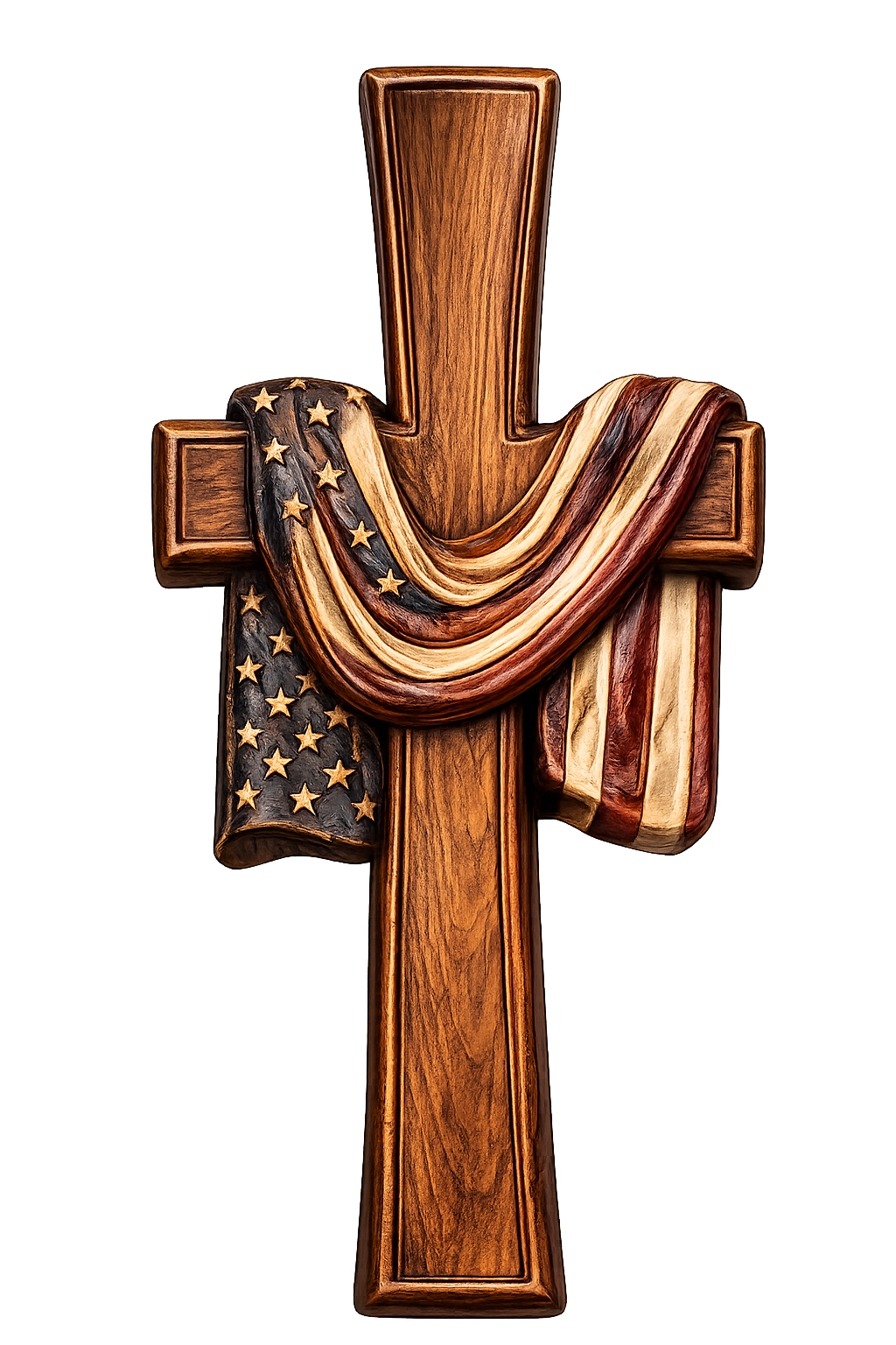 Custom Wooden Cross with Draped Flag