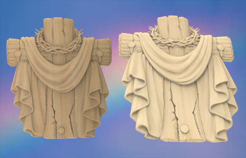 Custom Crowned Wooden Cross with Draped Cloak