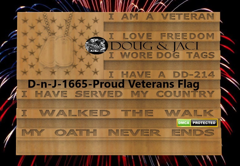 3d, Stl, 2d-DXF-SVG-Veterans, Military, Patriotic, D-n-J-1665-Proud Veterans Flag.stl