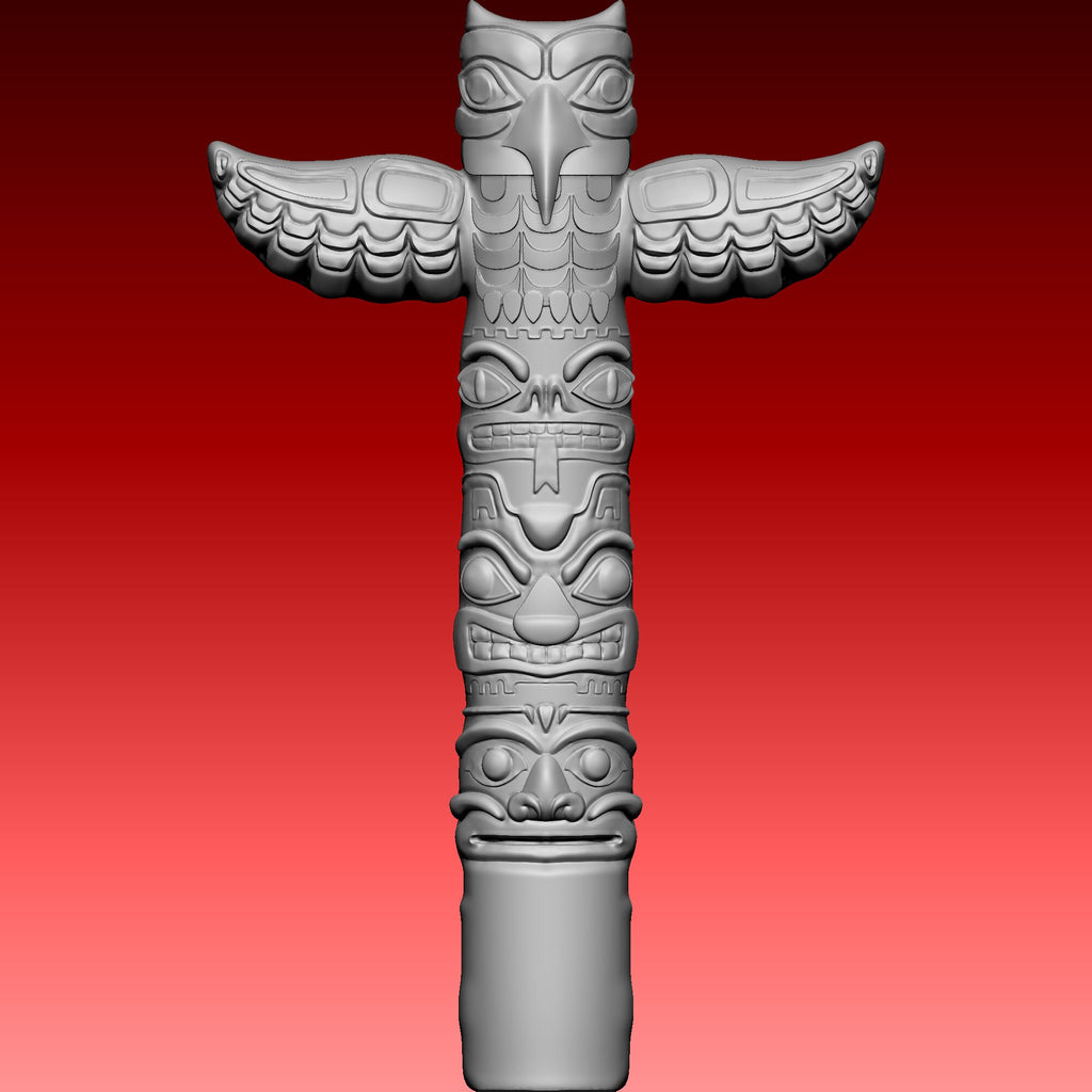 3d Stl Models, Totem Pole-1, Native American, D-n-J-1035-Totem Pole-1