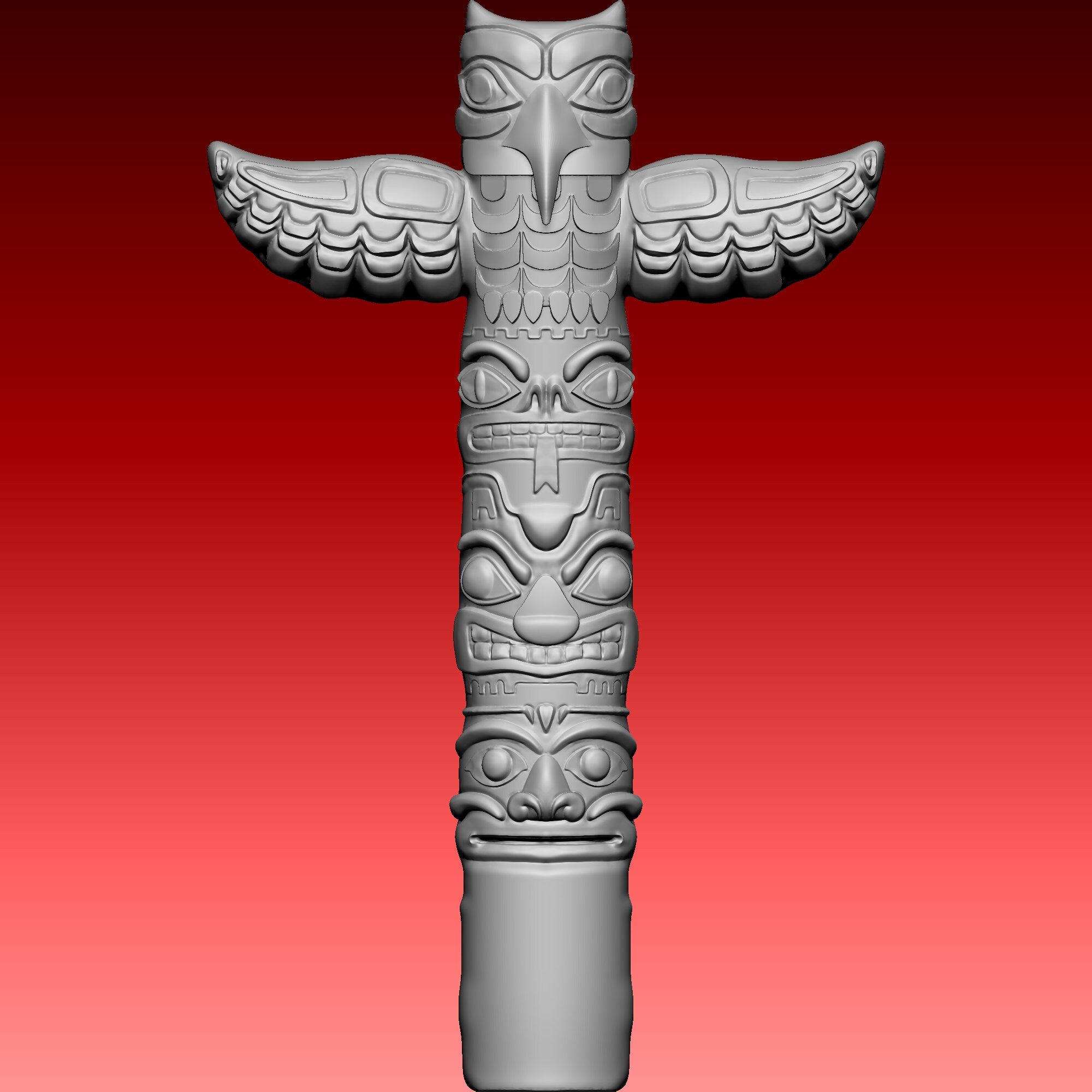3d Stl Models, Totem Pole-1, Native American, D-n-J-1035-Totem Pole-1