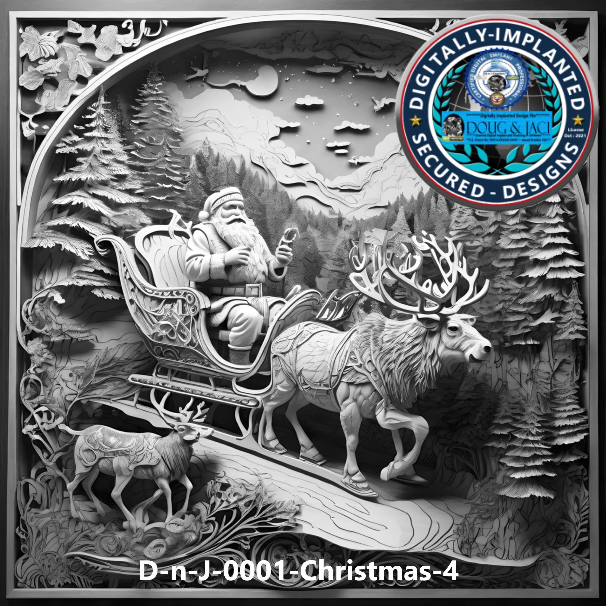 Santa Claus Wood Carving Design – 3D STL CNC Digital File