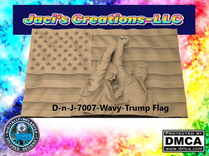 Wavy Trump Flag 3D STL File – CNC & 3D Print Ready