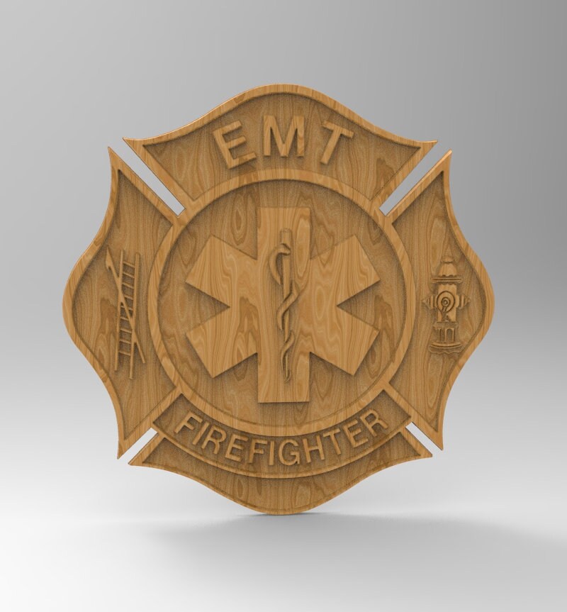 EMT Emergency Medical Technician Badge – 3D STL CNC Digital File